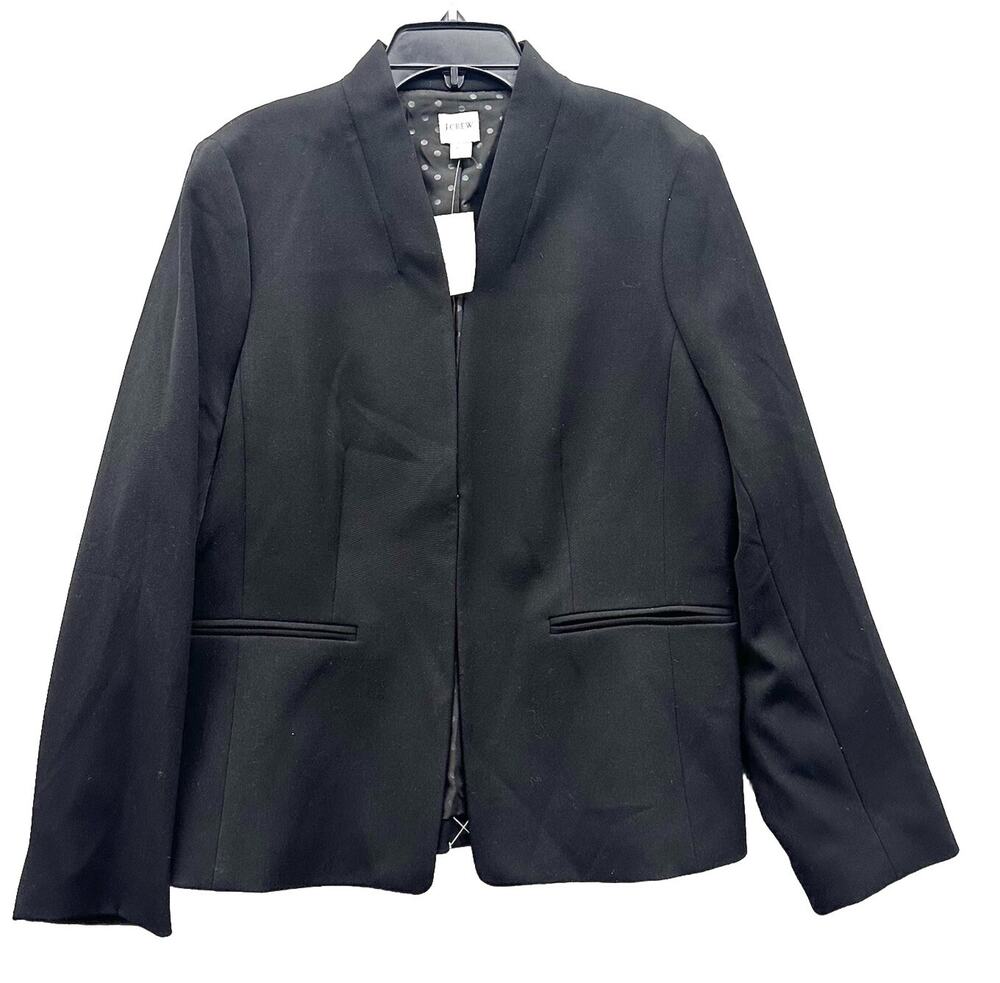 J Crew Blazer Womens 12 Black Broadway Jacket Minimalist Preppy Career NWT